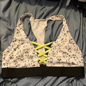 PINK Victoria's Secret Floral Sports Bra with Neon Straps